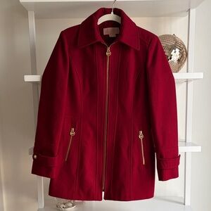 Michael Kors Women's Red Pea Coat